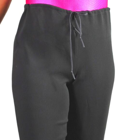 Tahari Dress Pants Black Trousers High Waist Flare Drawstring Crepe Flare Size 6 - Picture 4 of 14